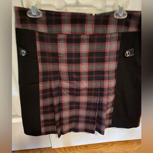 Vintage Plaid Mini Skirt with Black Panels
